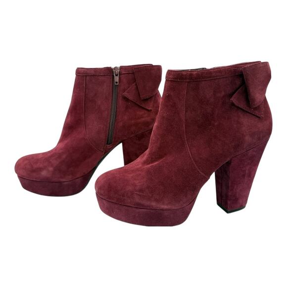 EUC Gianni Bini Burgundy Bootue with Bow Size 8.5 - Picture 1 of 7